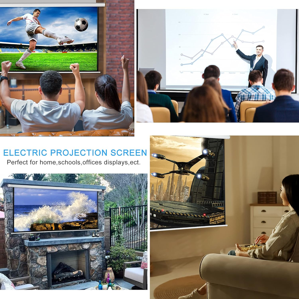 110" Motorized Projector Screen Electric Diagonal Automatic Projection 16:9 HD M
