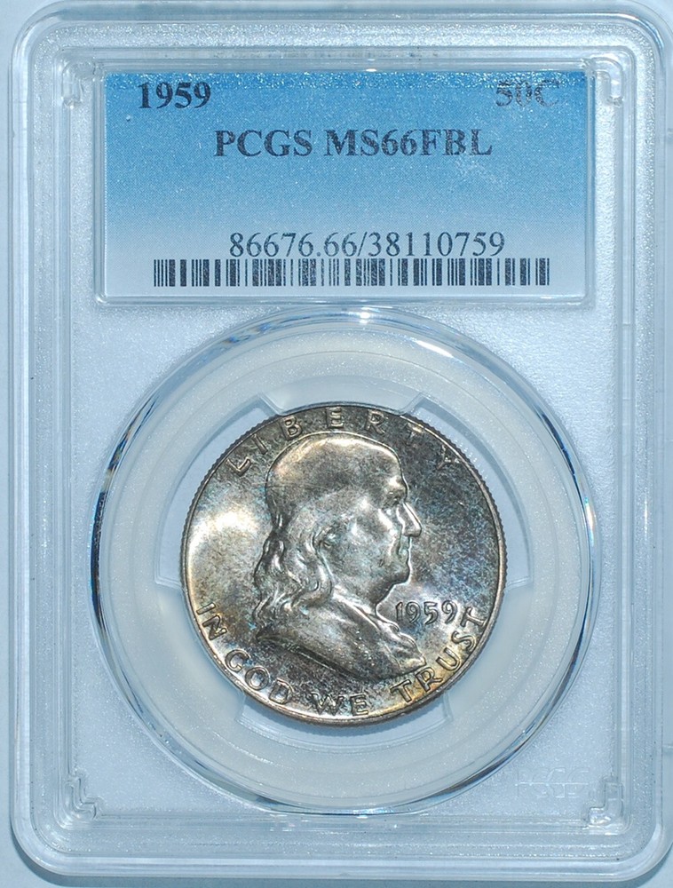 1959 PCGS MS66FBL Full Bell Lines T2 Type 2 Reverse Franklin Half Dollar