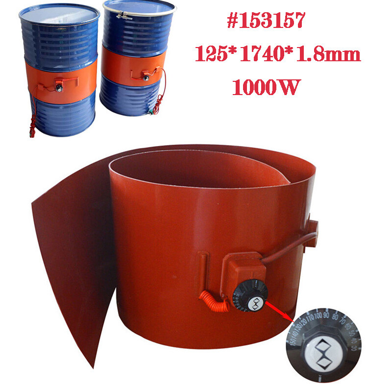 53Gal 110v Temperature Control Oil Drum Heater 1740*125*1.8mm 1000W 68.5*4.9 in