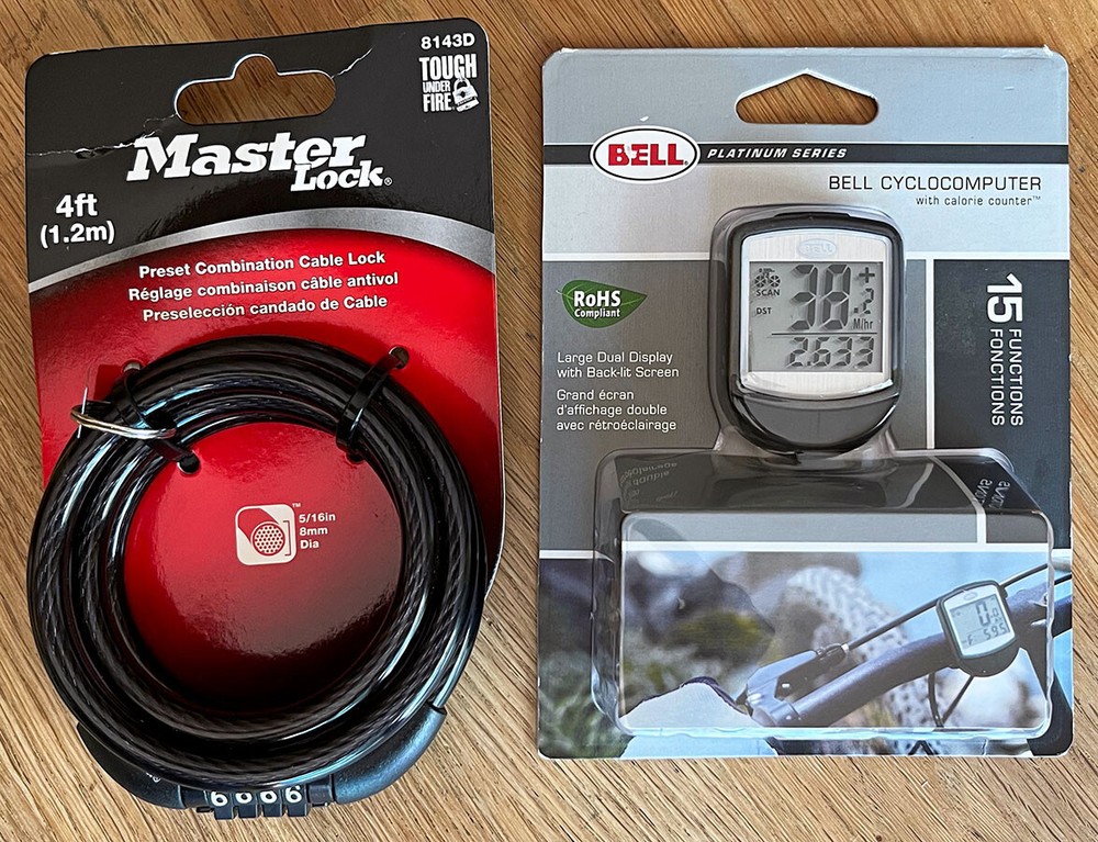 Master 4' Combination Cable Lock 8143D / Bell Cyclocomputer Combo / New