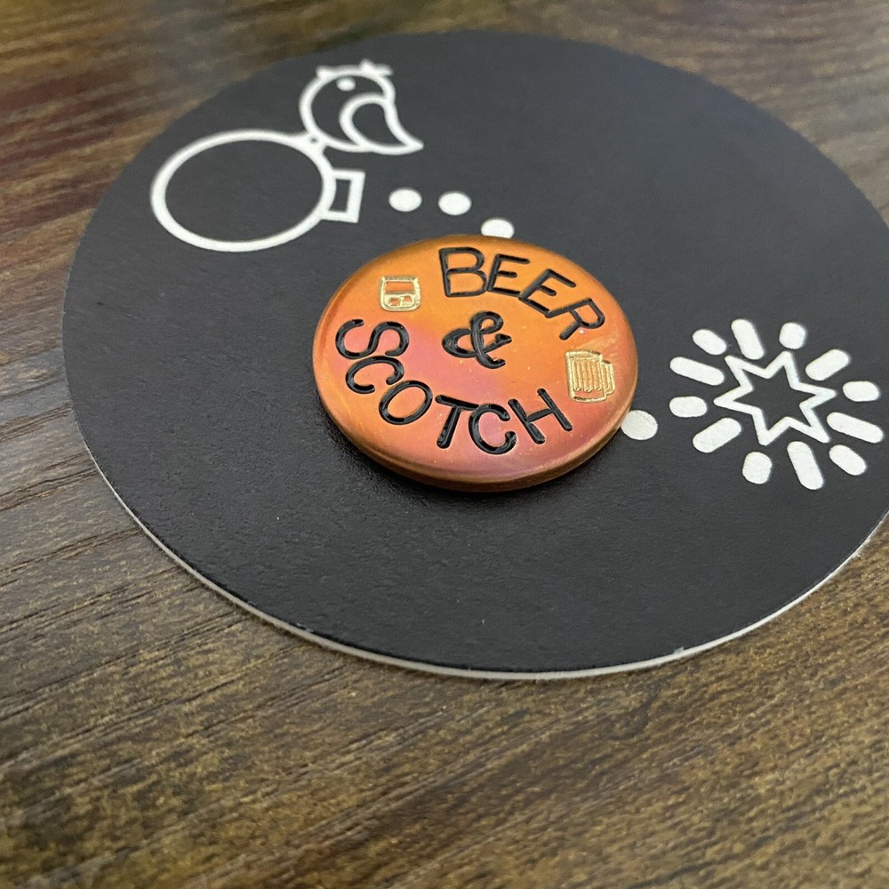 BEER & SCOTCH!  Hand Made Custom Copper Golf Ball Marker!