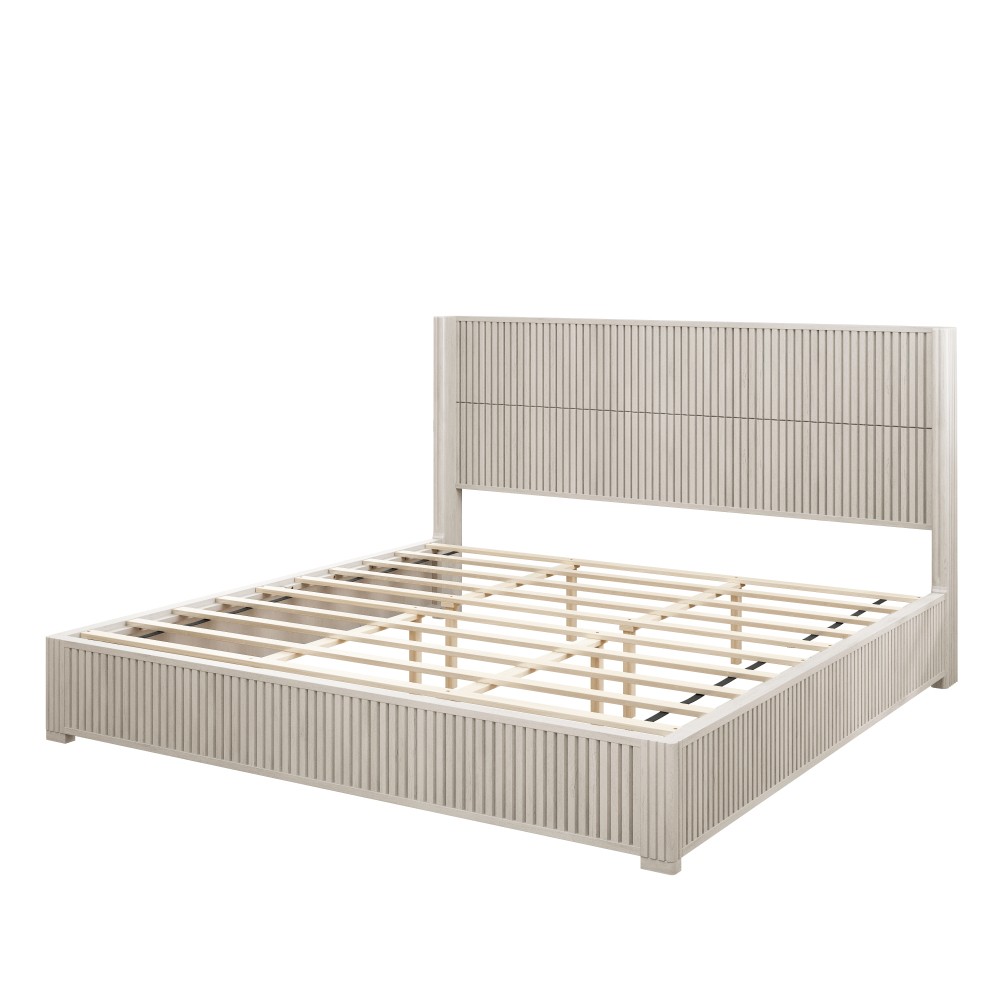 King Platform Bed Frame w/ Solid Wood Headboard, Easy Assembly