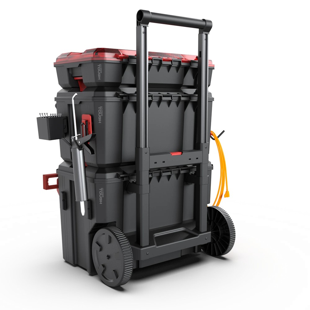 Hyper Tough Hyper Stack Heavy Duty 3 Piece Modular Rolling Toolbox System, Black