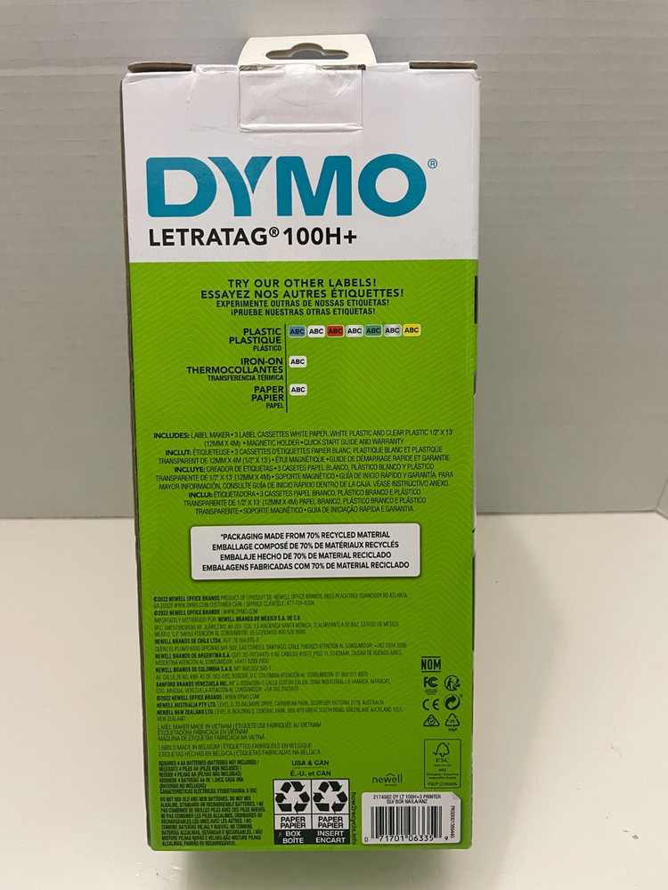 -Open Box- DYMO Portable Printer Handheld Label Maker Letratag 100H+