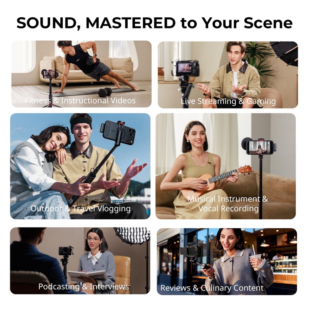 Wireless Mic S70-C2 (2 TX + 1 RX + Charging Case), USB-Compact Wireless Micro...