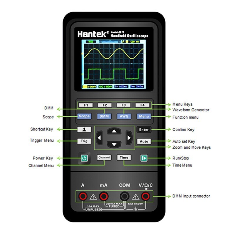 3in1 Hantek Oscilloscope Multimeter Waveform Generator 250MSa/s 2D42 2D72