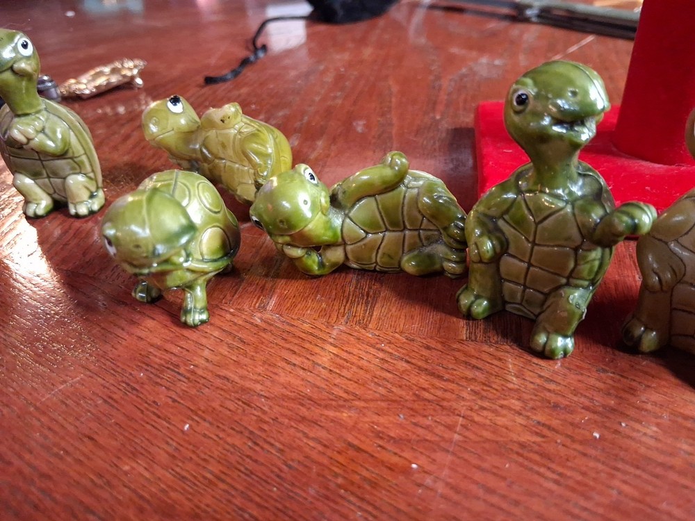 2" Ceramic Turtle Figurines Set Of 7