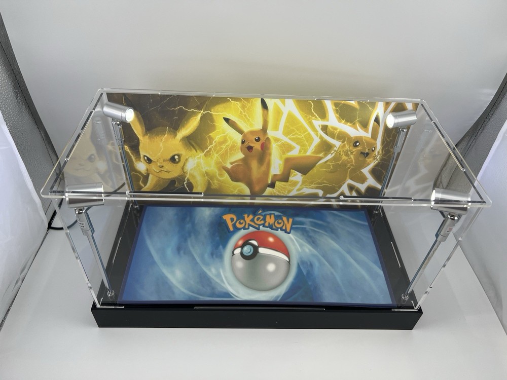 Pikachu Custom 2-3 Card PSA Display Case W/ LED Lights - Pokemon
