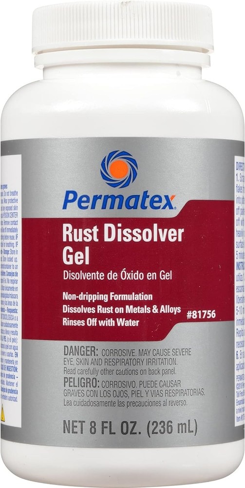Permatex 81756 Rust Remover - Rust Dissolver Gel - 8 oz Bottle - Red