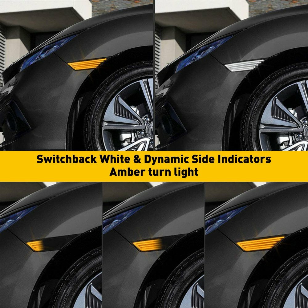 Switchback Sequential Turn Signal LED Side Marker Light For Honda Civic Lamp HUS