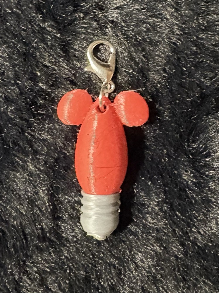 Red Mickey Christmas Bulb Zipper Pull