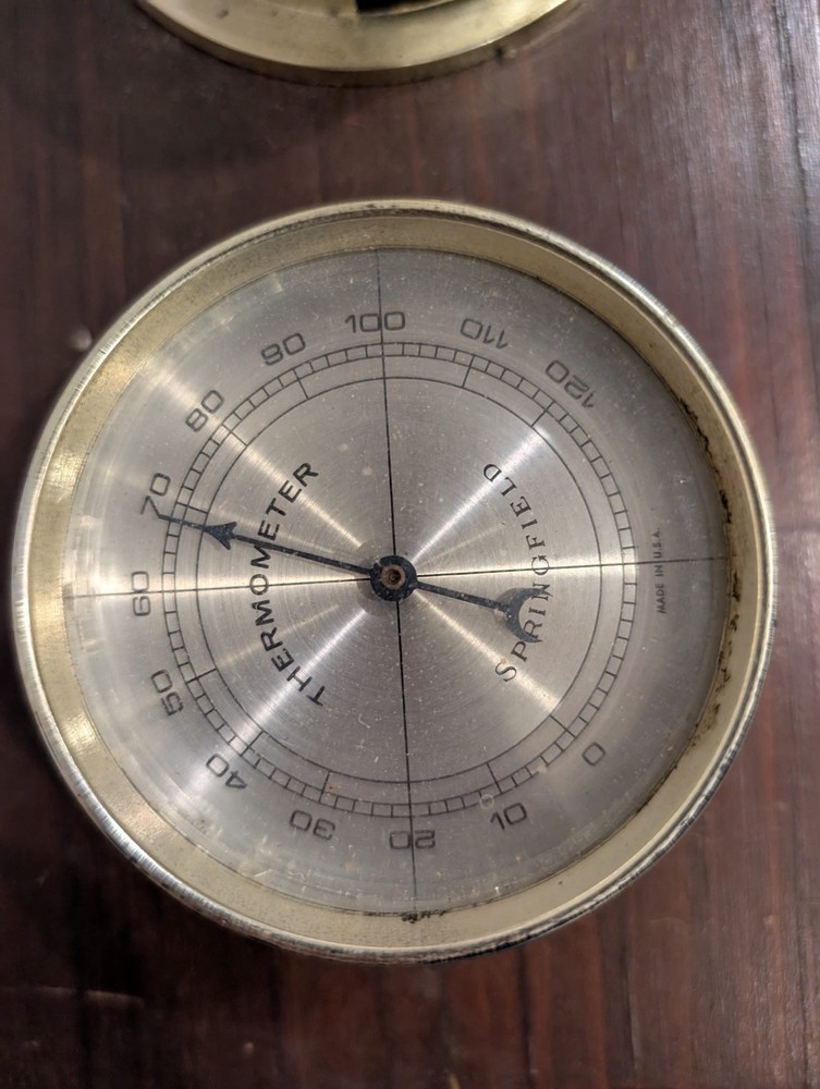 Vintage Springfield Instrument Thermometer Barometer Humidity Meter With Eagle