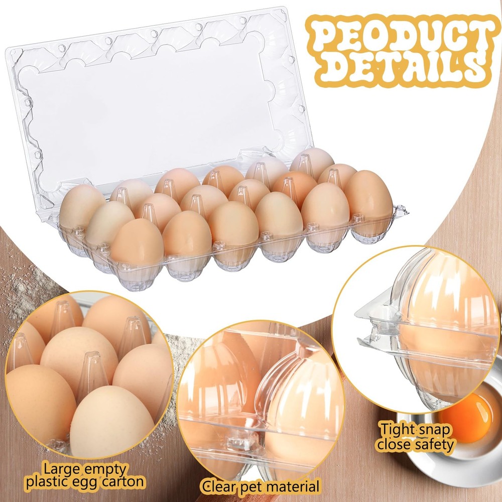 150 Pcs 18 Count Easter Egg Cartons Bulk 3 x 6 Plastic Clear Eggs Empty Tray ...