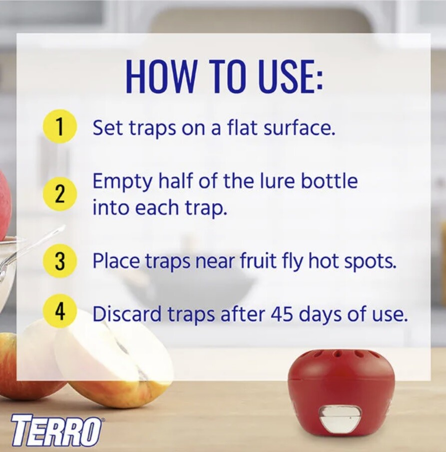 Terro T2502B 2 Pack Fruit Fly Traps with 90 day Fruit Fly Lure