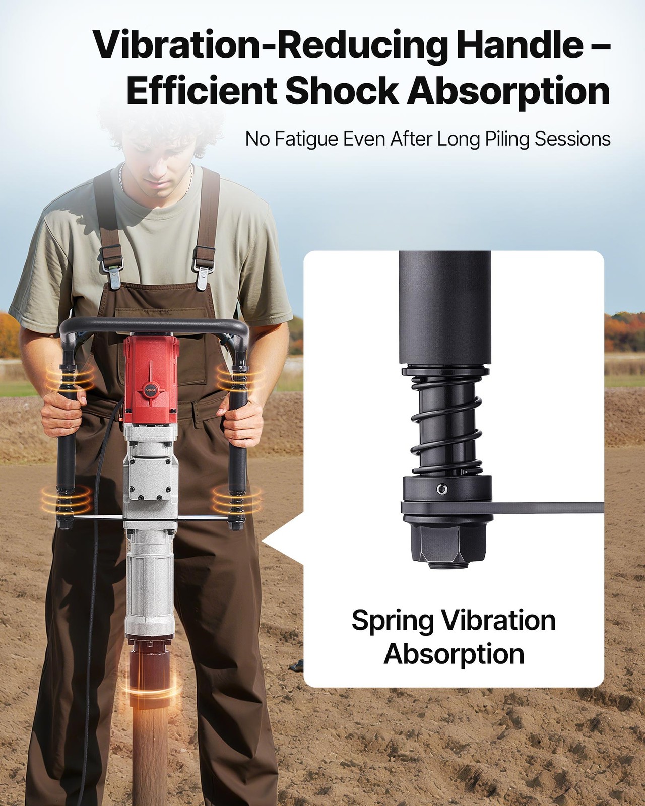 VEVOR Electric T Post Driver 2200W Handheld Pounder with Two Sleeves Fence Farm