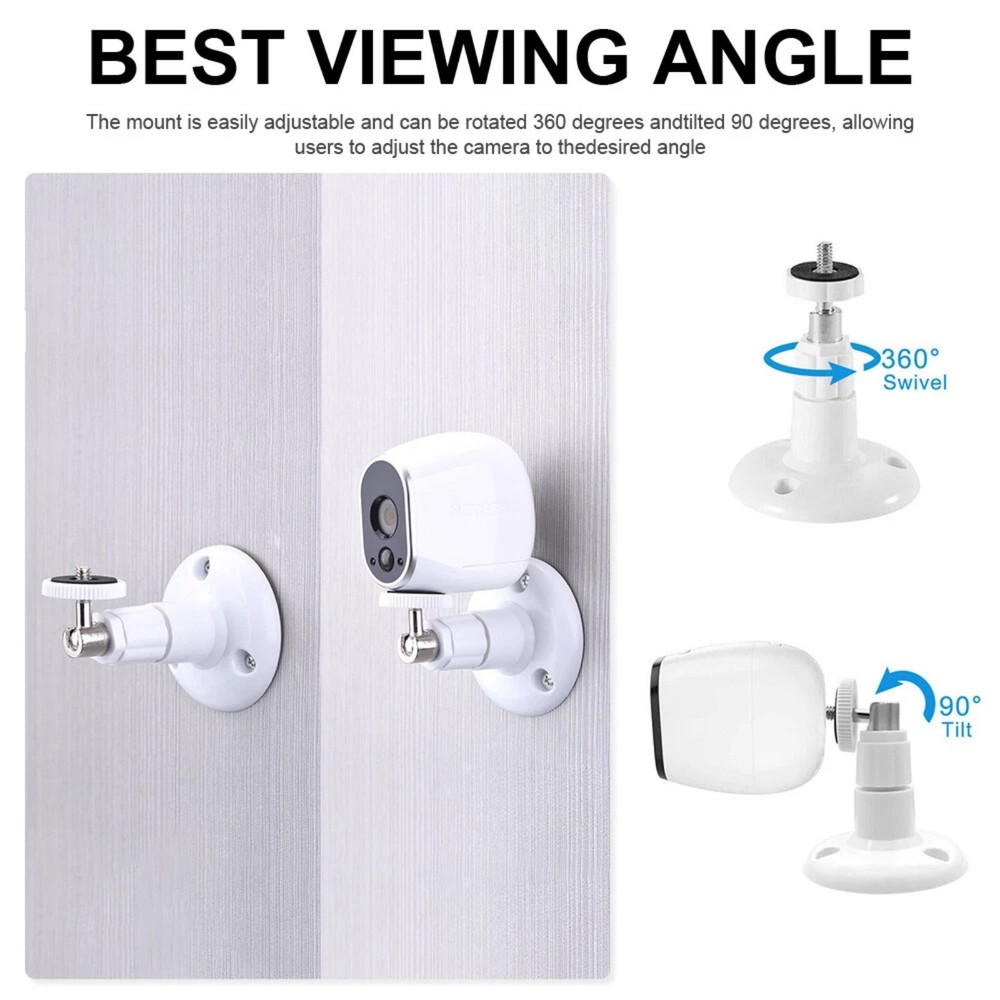 Adjustable Arlo Mounting Bracket 4-Pack for Pro 2/3/4 Go Weather Resistant ABS
