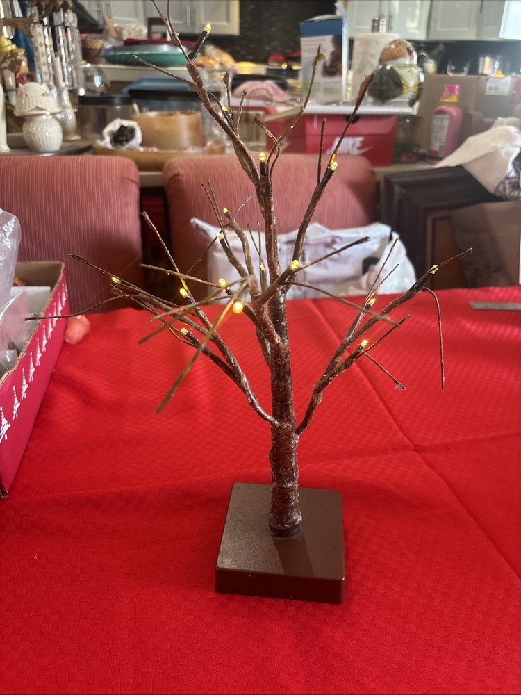 LED Lighted Brown Twig Tabletop Tree Battery Operated