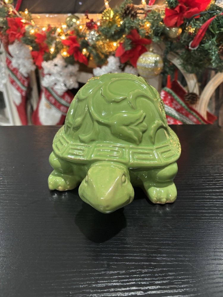 Light Green Ceramic Turtle Figurine 10x5 Inches