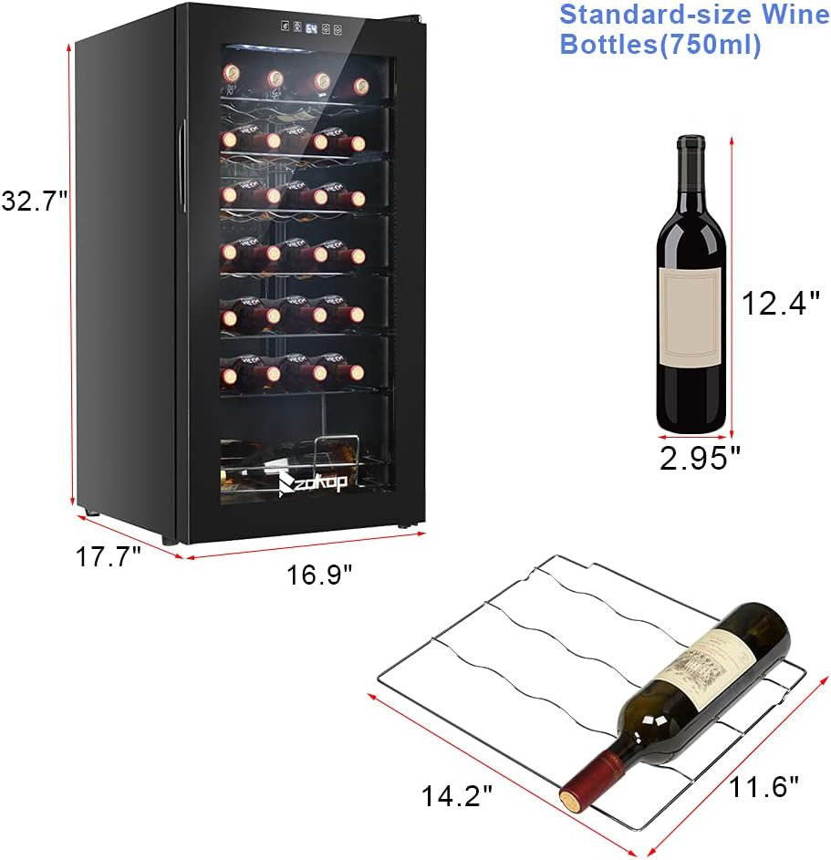28 Bottle Wine Cooler Refrigerator Mini Fridge Digital Control Adjustable