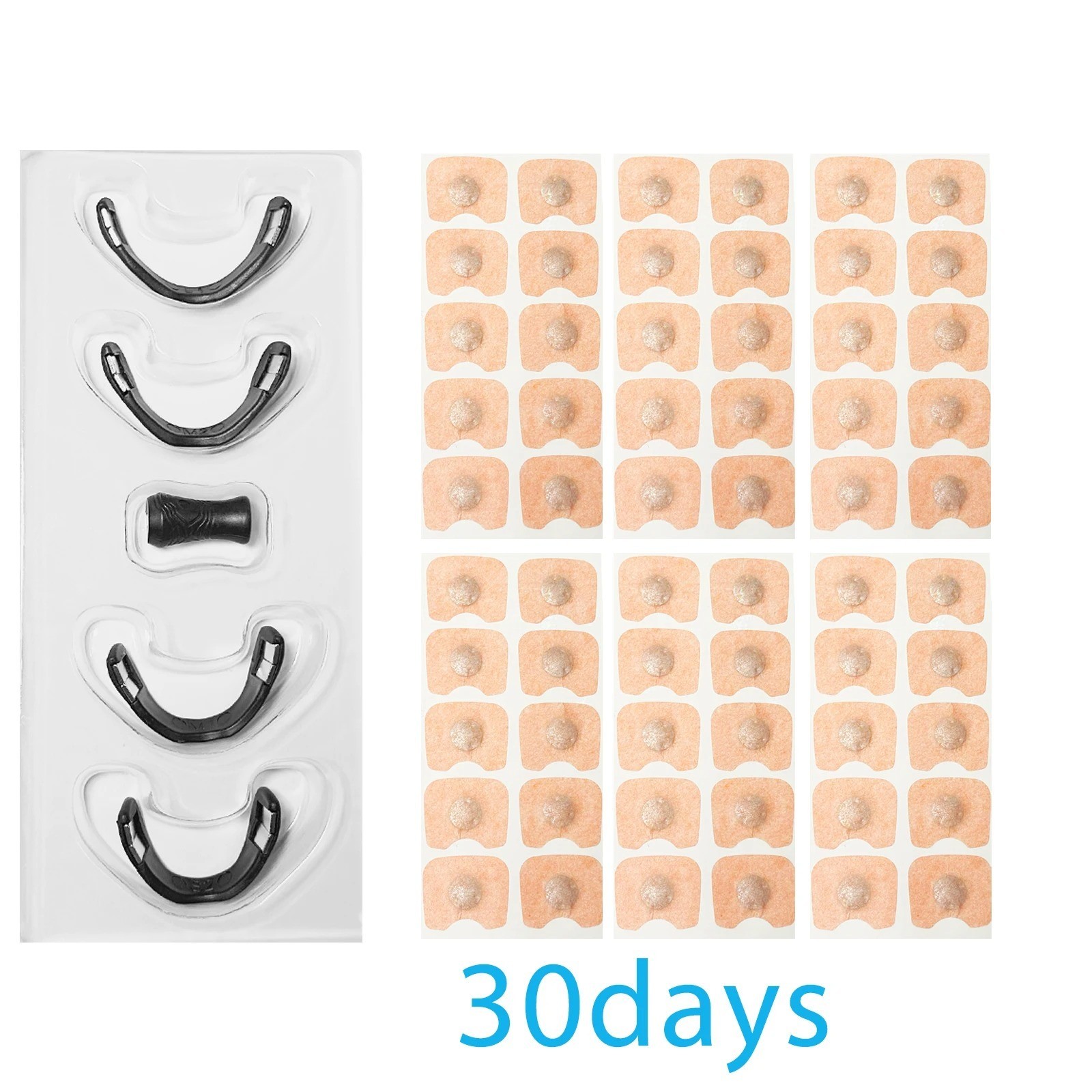 60 Pcs Round Magnetic Better Breath Nose Clip Anti Snoring Nasal Strip Set-Black