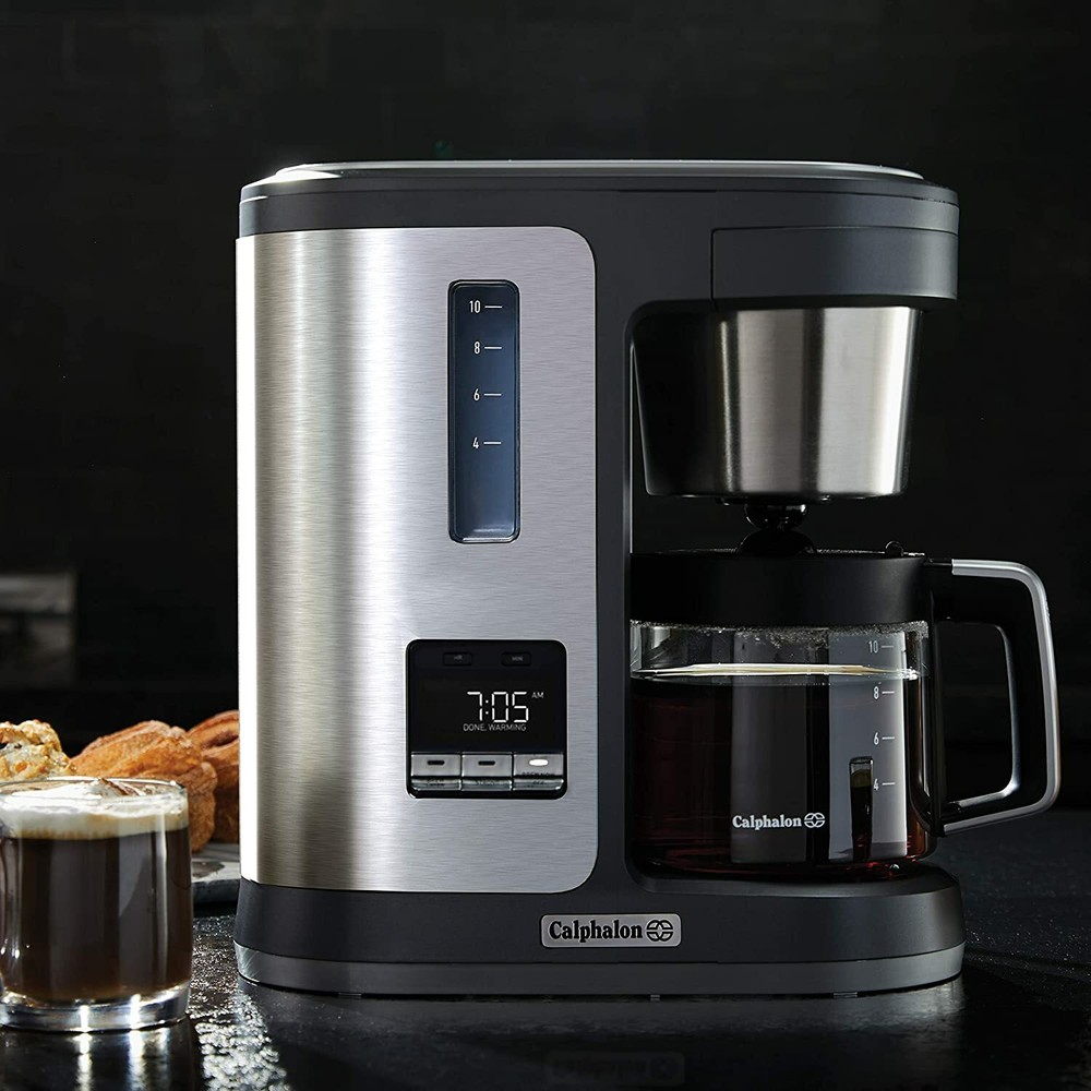 Calphalon BVCLDCG1 10 Cup Programmable LCD Display Coffee Maker Stainless Steel