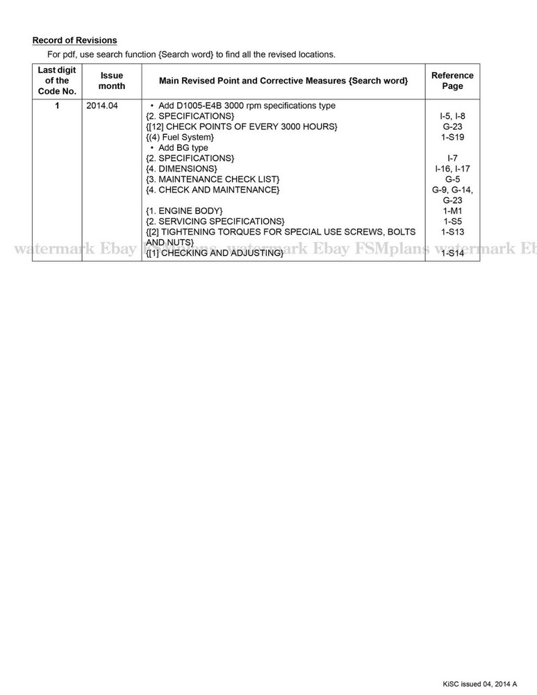 Kubota Engine 05-E4B 05-E4BG Workshop Service Manual