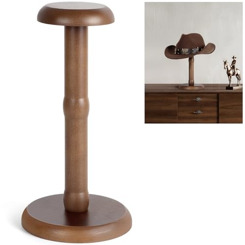 SEKSON Cowboy Hat Stand, Tabletop Hat Display Rack, Solid Wood Hat 1 Pack