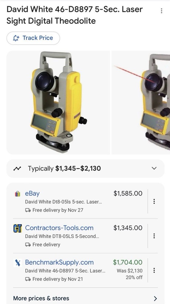 David White DT8-05LS Digital Theodolite 5-Second Accuracy