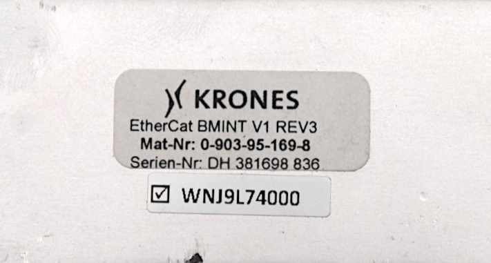 Krones 0-903-95-169-8 Ethercat BMINT System V1 REV3 Ethernet Module -used-
