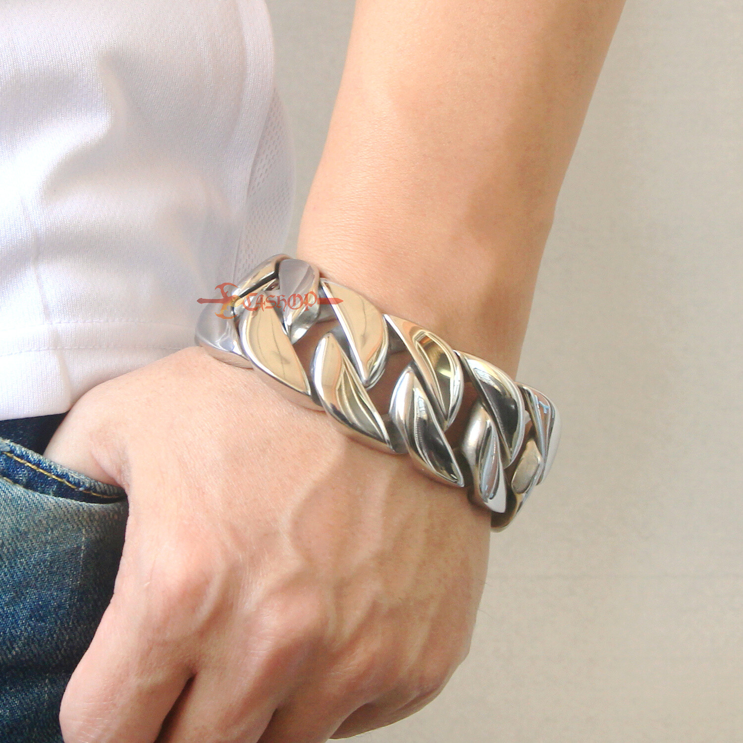 Men's Thick Heavy Chain Stainless Steel Cuban Link Necklace Bracelet 20/24/31mm