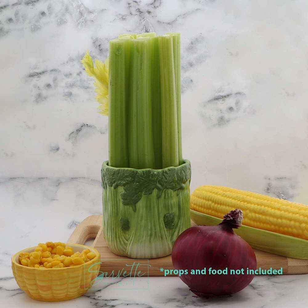 Vegetable Themed Ceramic Serveware Platters and Dishes - Celery