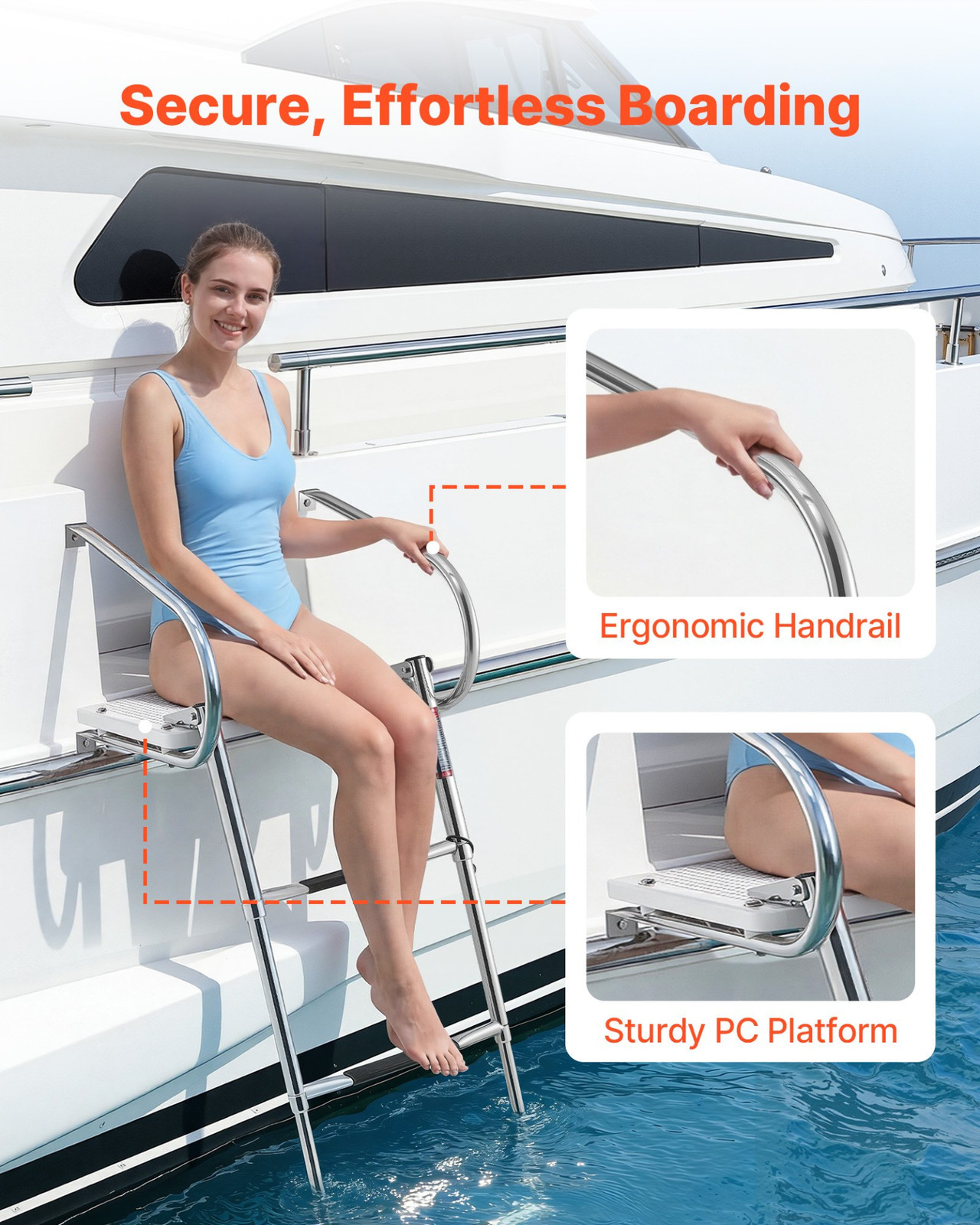 Boat Ladder, 3 Steps, Pontoon Boats