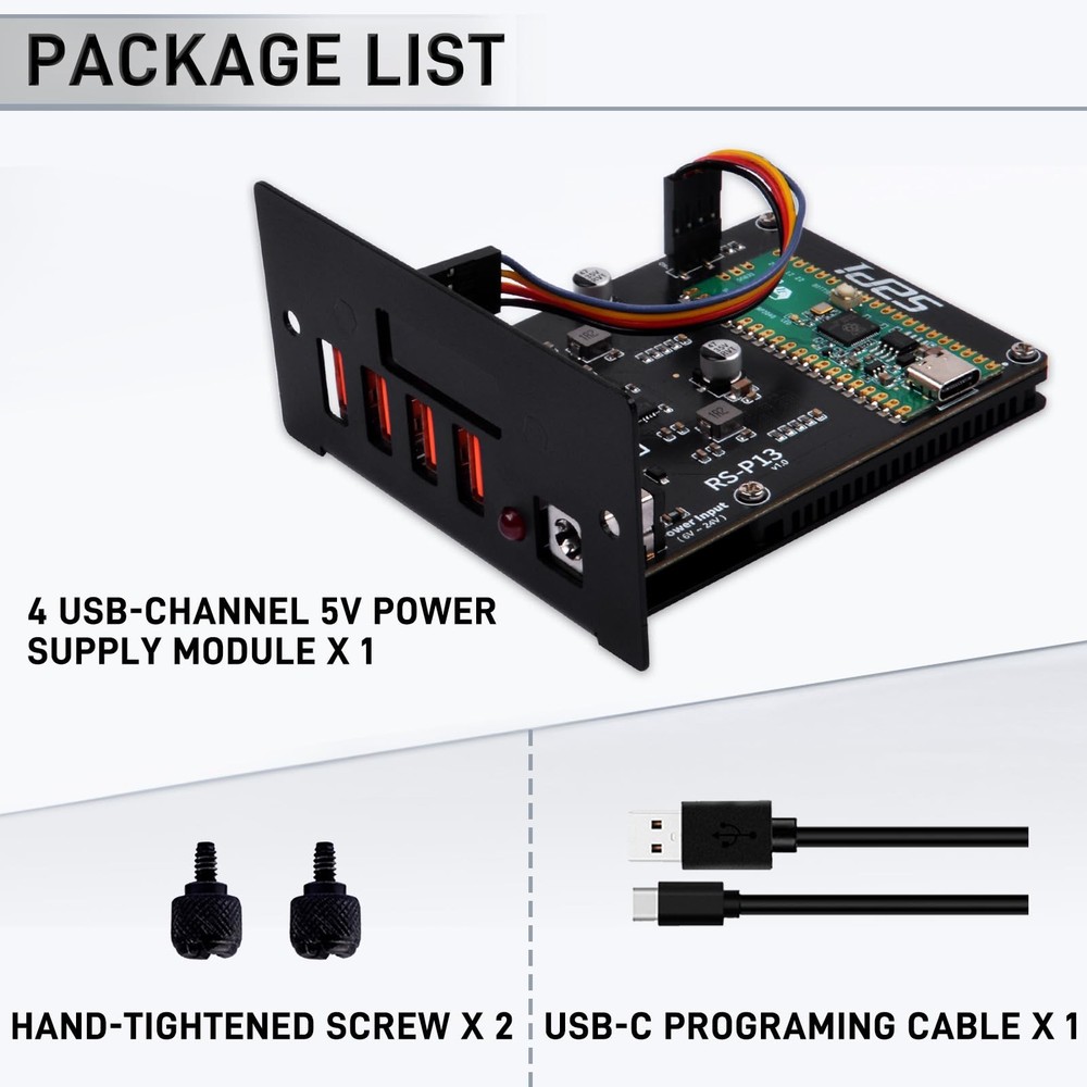 4 USB Channel 5V Power Supply Module, 19 inch 1U Rackmount, Server, Network