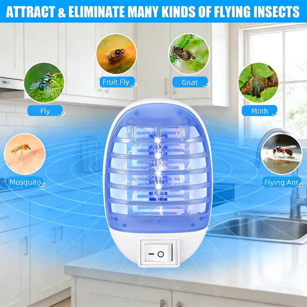 Bug Zapper Indoor, 4 Pack Electronic Fly Trap Insect Killer, Fly Trap for Ind...
