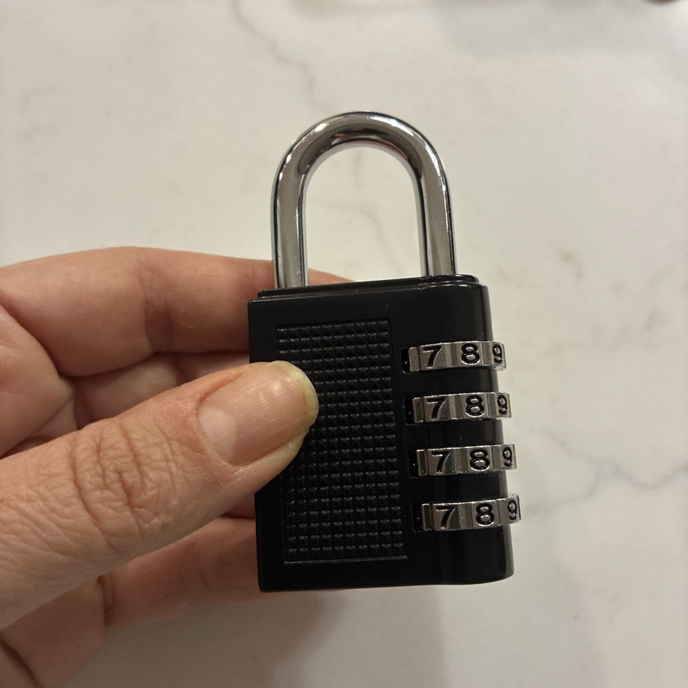 Padlock 4 Digit Combination Lock, Resettable, Black NEW