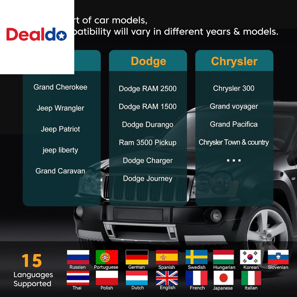 OBD2 Scanner, All System Code Reader for Dodge Chrysler Jeep Car Scanner with Re