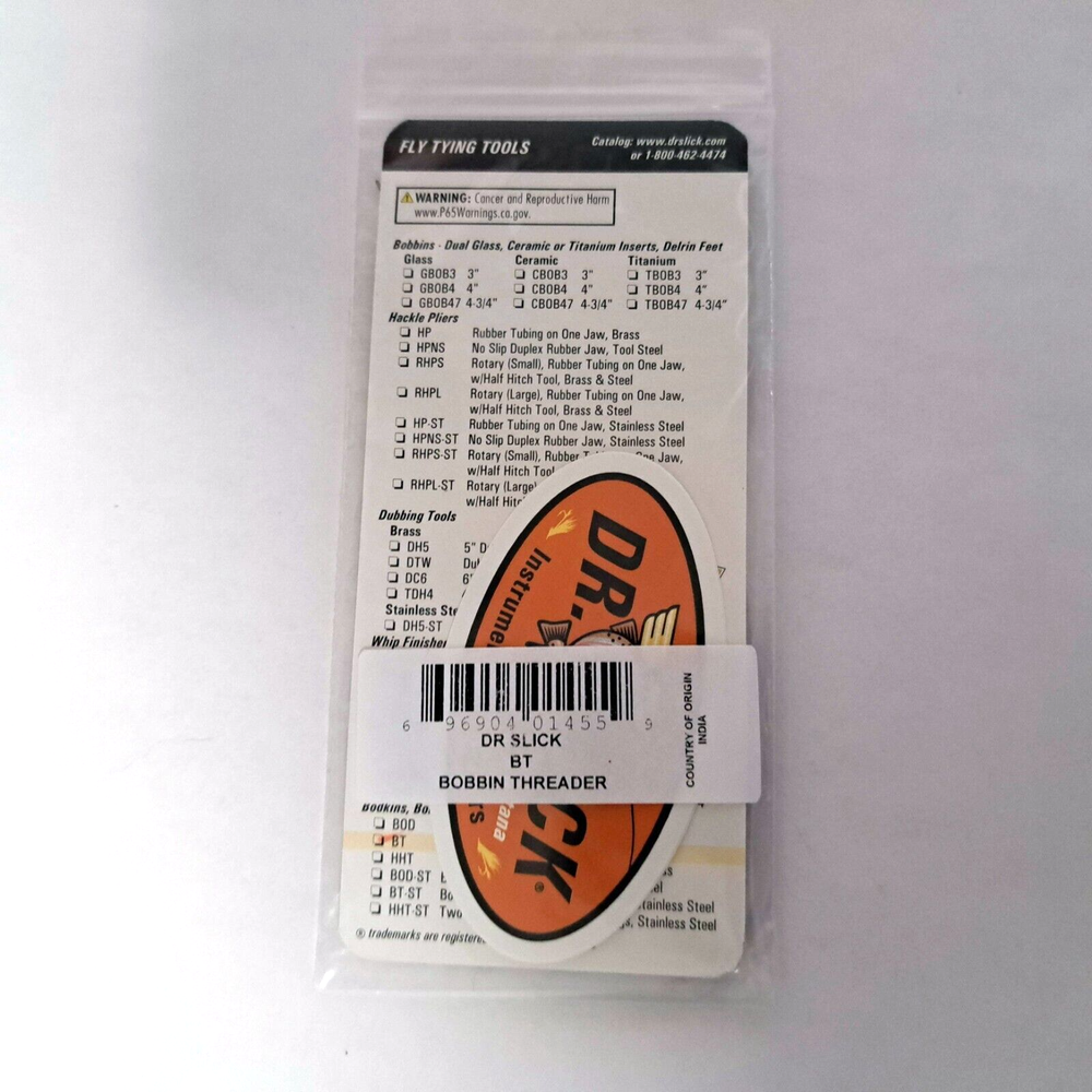 Dr Slick Bobbin Threader Fly Tying 5 1/2" Brass With Half Hitch Tool