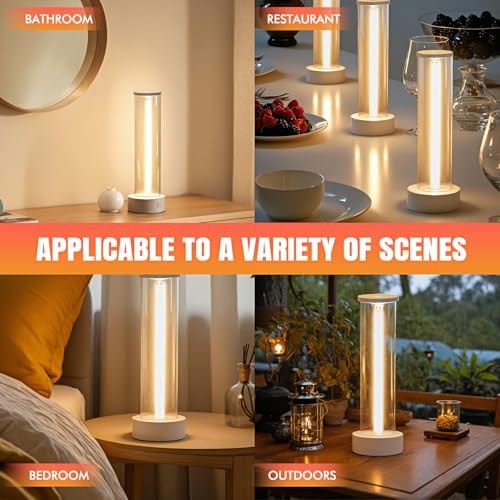Rechargeable Table Lamp with Touch Dimming - 3 Mode Night Light for Bedside,