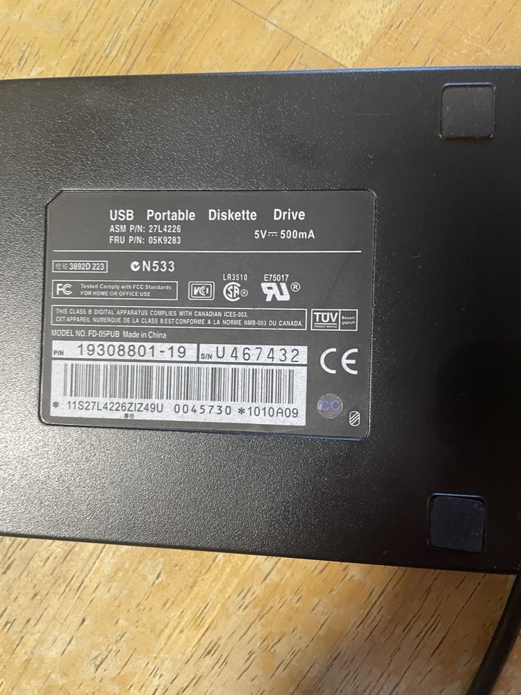 Sabrent USB Portable Diskette Drive FD-05PUB Untested