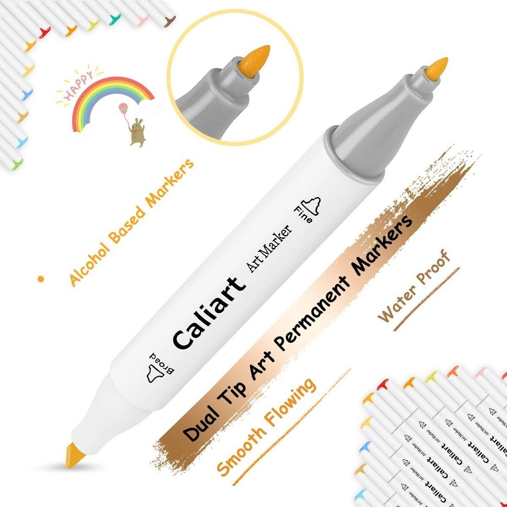 Vibrant 81 Alcohol-Based Art Markers with Fine & Chisel Tips - Ideal for Gifting