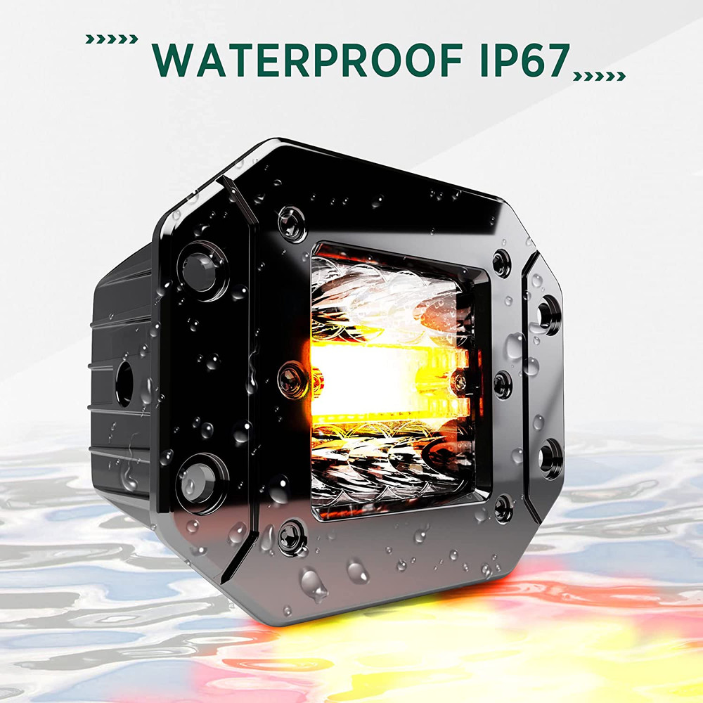 4x 5'' Inch LED Flush Mount 6 Modes Amber/White Flasing Strobe Pods Grill Mount