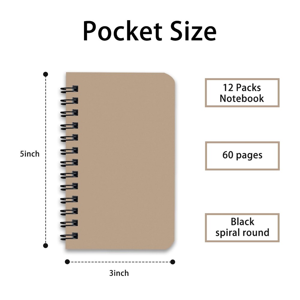 Small Spiral Notebook 3x5, 6 Pack Lined Notepads, Pocket Memo, Multicolor