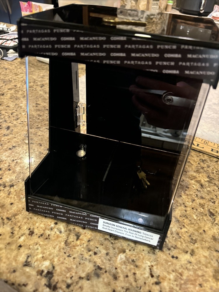 Acrylic Lockbox Countertop Display Case - Cigar Advertisement -