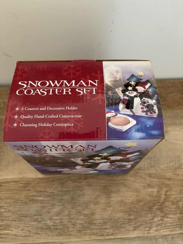 Snowman Coaster Set and Holder, Holiday Classics Collection