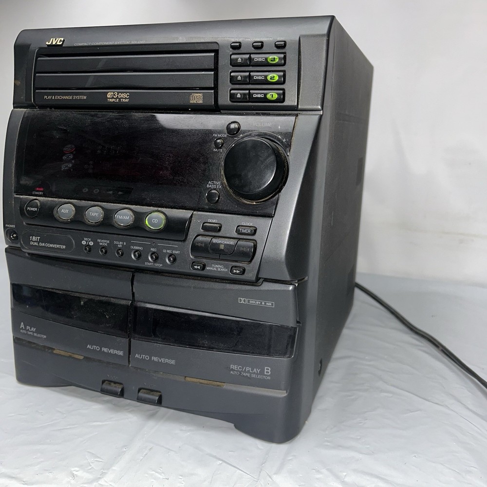 JVC MX-D4T Tuner Component Amp 3 Disc CD/Cassette Player Hi Fi System - POWERS