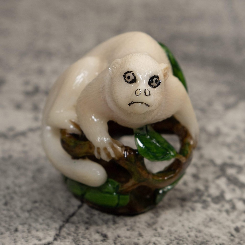 White Natural Monkey Tagua Carving
