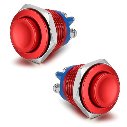 2PCS Momentary Push Button Switch 12V, Momentary Switch 16MM High Round
