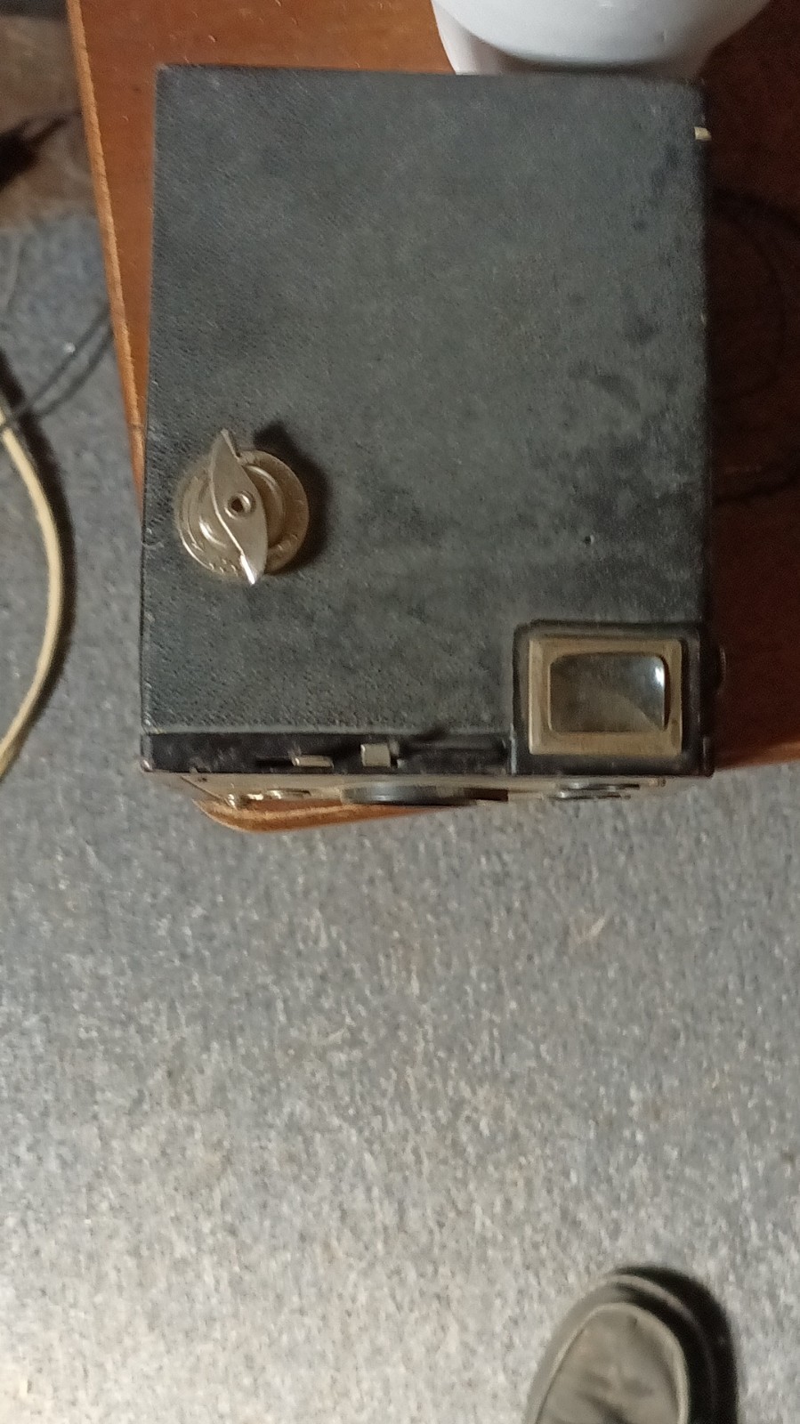 Vintage Black Box Camera with Art Deco Design