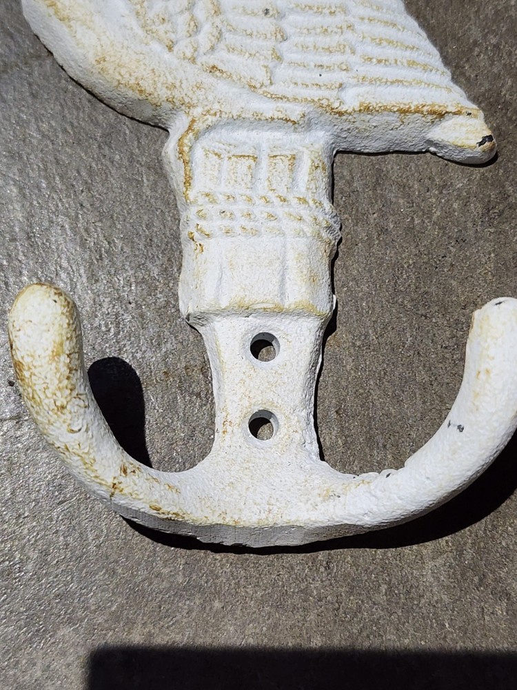Pelican Wall Hooks Cast Iron White Finish 5.5" Double Hooks EACH