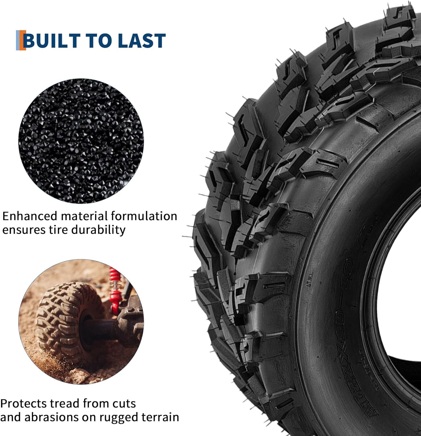 2 Pack 22x10-10 ATV UTV Tires 22x10x10 22 10 10 All Terrain Tires 6PR Tubeless